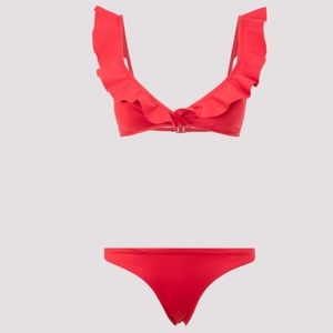 NEVER WORN! New with tags. Zimmermann Cassia Red Ruffled Bikini